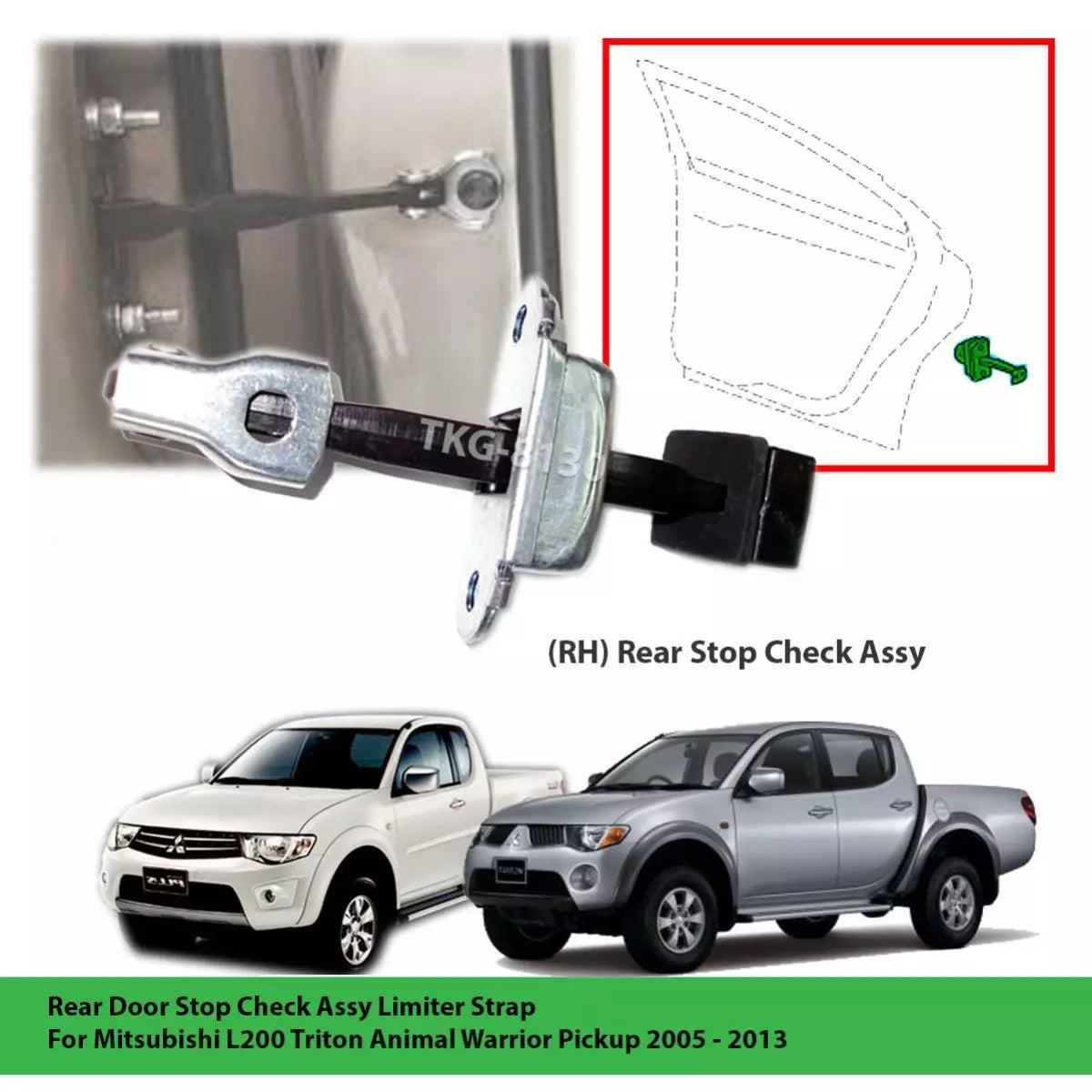 Right Rear Door Stop Check Limiter Strap for Mitsubishi Triton L200 (2005-2013)