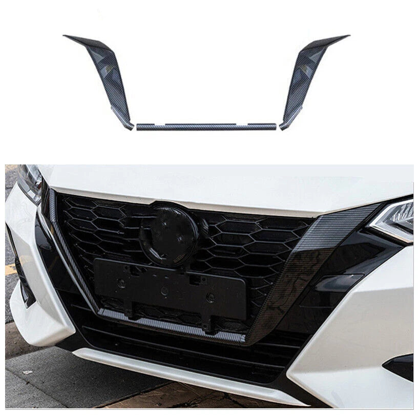 ABS Carbon Fiber Front Grille Frame Cover Trim for Nissan Sentra (2020-2022)