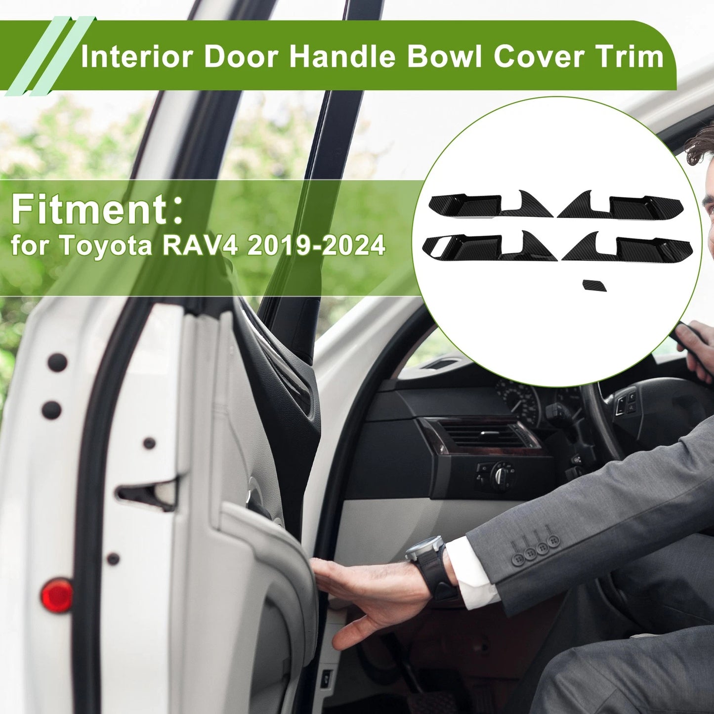 Interior Door Handle Bowl Cover Trim for Toyota RAV4 (2019-2024) 1 Set