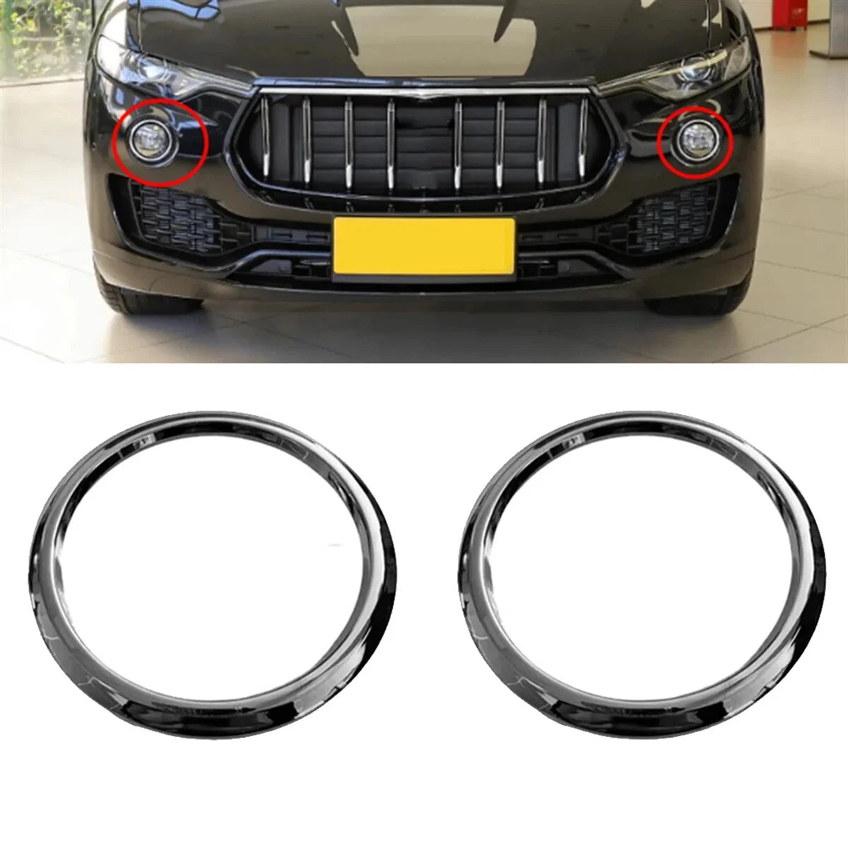 1 Pair Front Fog Lamp Ring Chrome for Maserati Levante (2016–2026)