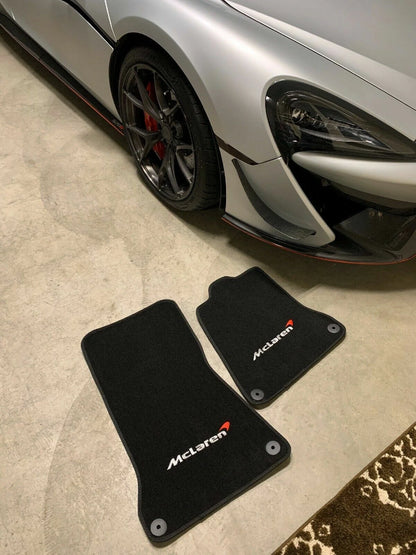 Floor Mats Set for McLaren 650S Black Tailored Carpets with Emblem (2014-2019)