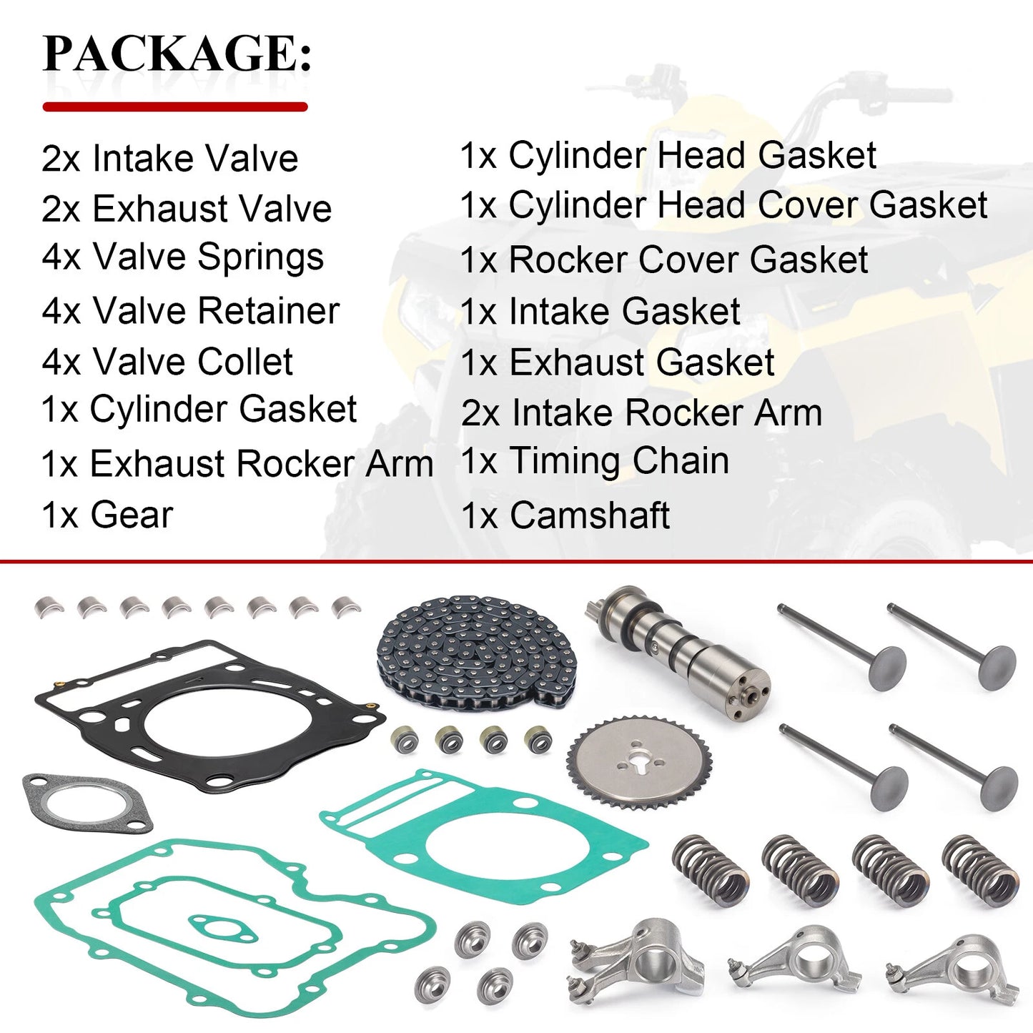 Rocker Arm Cam Chain & Valve Kit for Polaris Sportsman 400 450 500 (2003–2013)