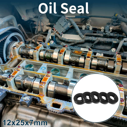 Oil Seal 12x25x7mm NBR Rubber Black 5Pcs
