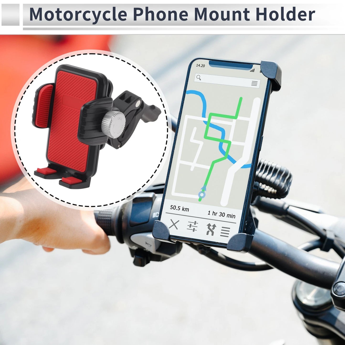 Motorcycle Phone Mount Holder Handlebar Mount 4.7-7.2 inch for Motorcycle