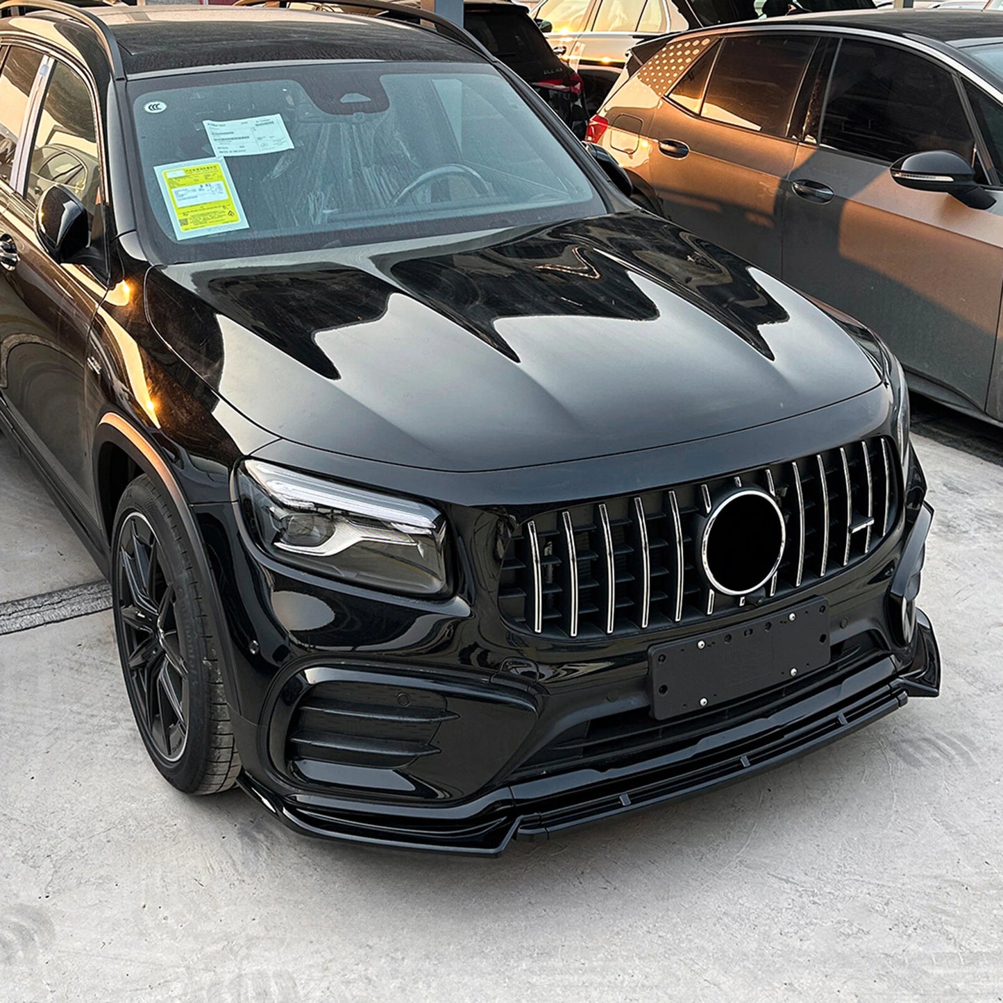 Gloss Black Front Lower Spoiler Lip Kit for Benz GLB X247 (2024-2025)