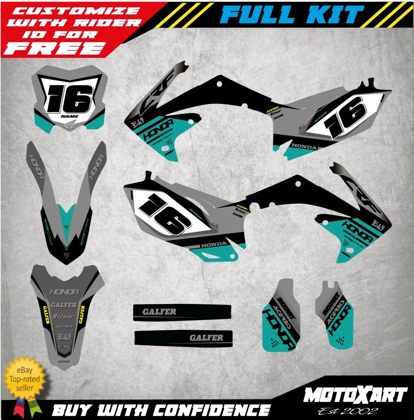 Teal Graphics Decals for Honda CRF 450 (2009-2012)