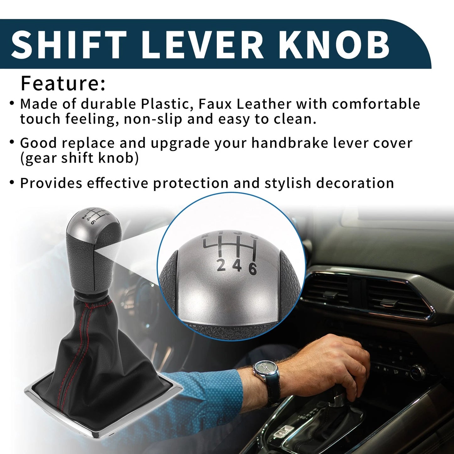 6 Speed Manual Gear Shift Knob & Cover for Ford Focus MK2 (2004-2008)