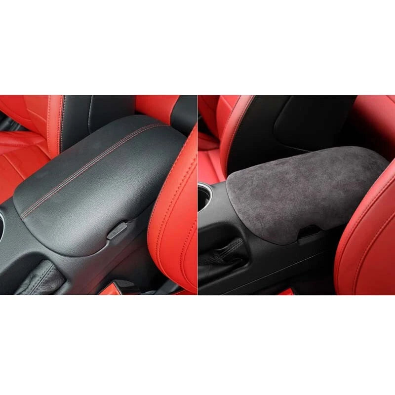 Real Leather Interior Armrest Stroage Box Cover Trim Fit for Mustang 2015-2021