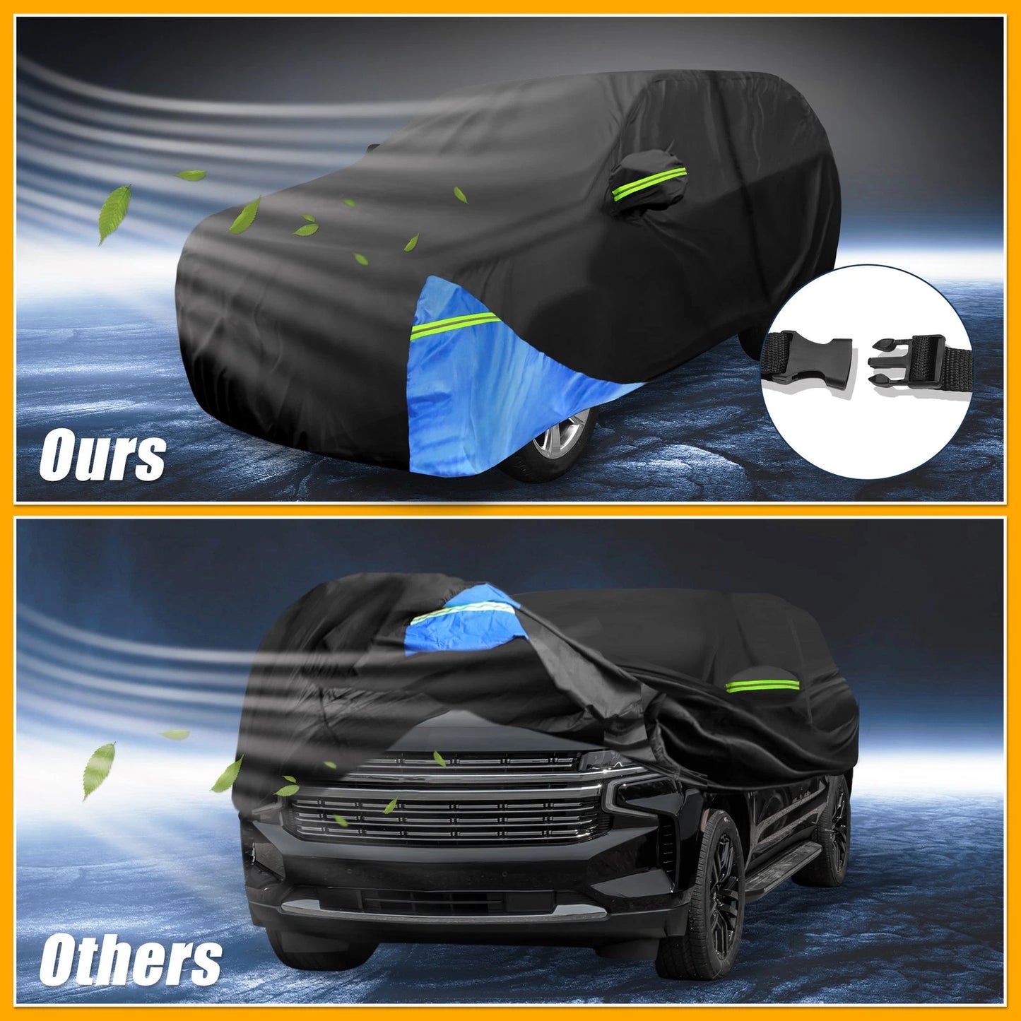 Waterproof Car Cover with Zipper for Chevrolet Tahoe Oxford Cloth Black/Blue