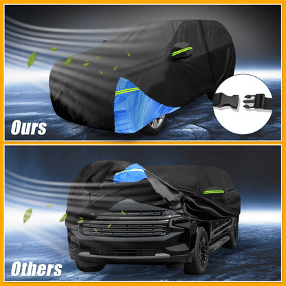Waterproof Car Cover with Zipper for Chevrolet Tahoe Oxford Cloth Black/Blue