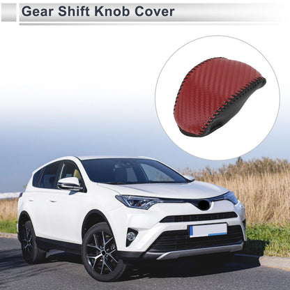 Car Gear Shift Knob Cover Red Carbon Fiber Black Red for Toyota RAV4 (2019–2024)