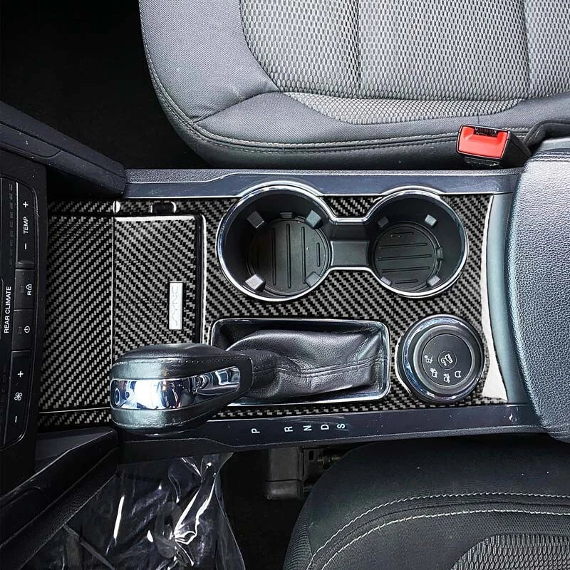 Carbon Fiber Cup Holder Center Console Cover Trim Fits Ford Explorer 2013-2019