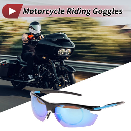 1 Pc Motorcycle Riding Goggles Blue Lens Black Blue Frame Tri-acetel Cellulose for Make Model