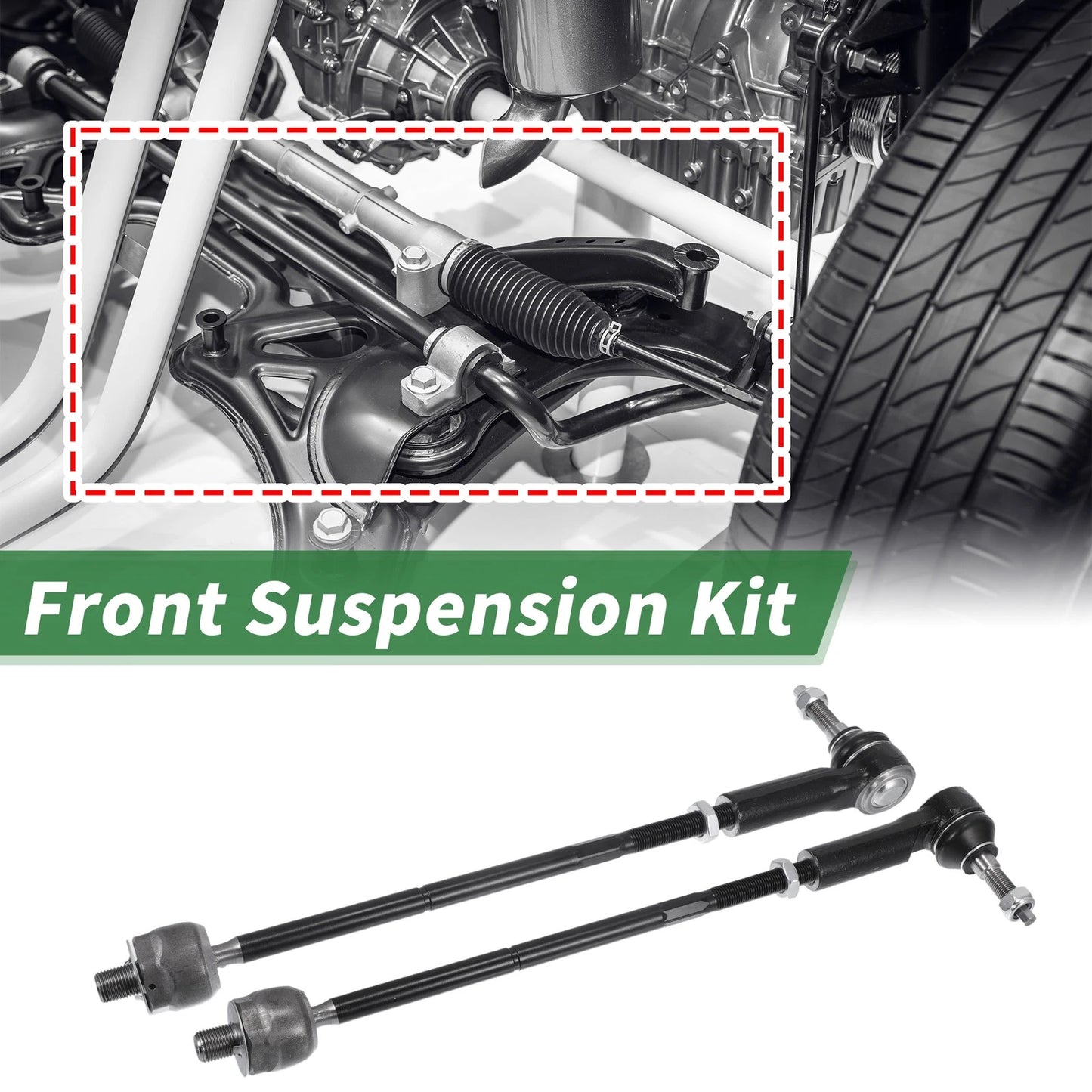10pcs Front Suspension Kit Tie Rod Ends Sway Bar Links for Ford Mustang (05-09)