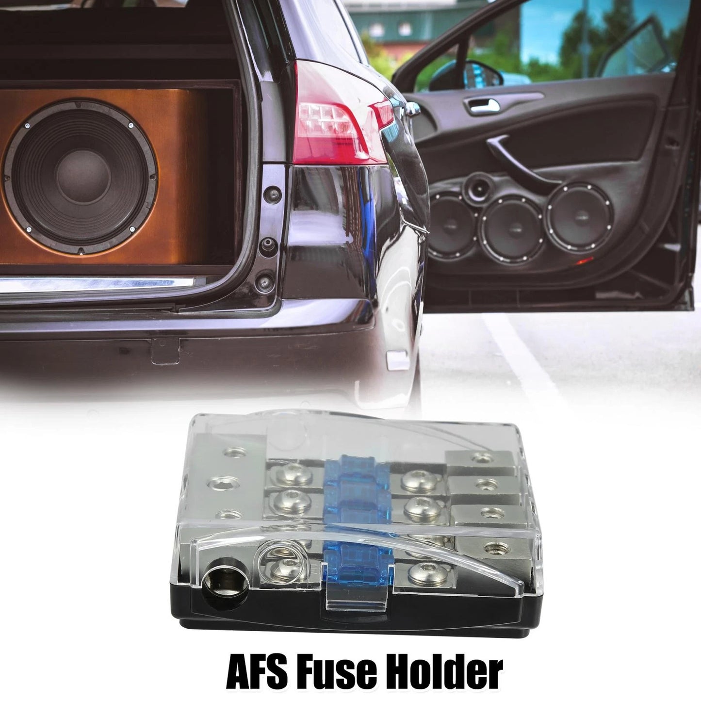4 Way AFS Fuse Holder Distribution Block w/ 60 Amp Mini ANL Fuses for Car
