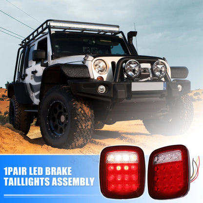 Red LED Bar Tail Lights  Square Brake Turn Signal for Jeep Wrangler