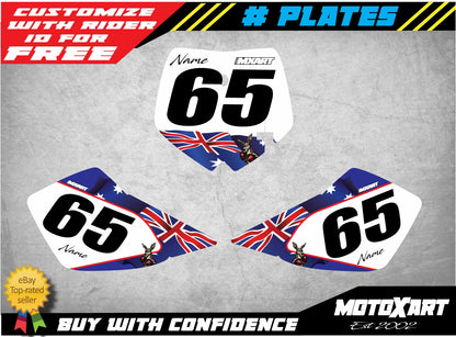 Custom Number Plates for KTM 65 Aussie Style Decals (2002-2008)