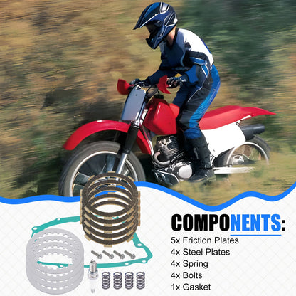 Clutch Friction Steel Plates Spring & Gasket Kit for Honda XR200/XR200R/ATC200X