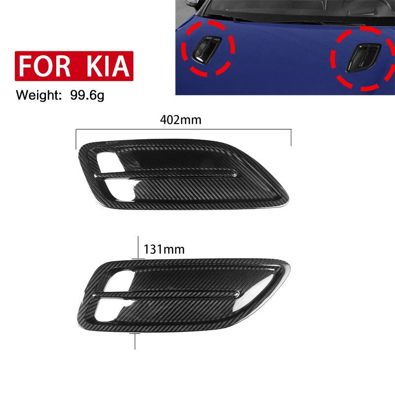 Real Carbon Fiber Bonnet Hood Air Vent Outlet Cover Trim for Kia Stinger 2018-23