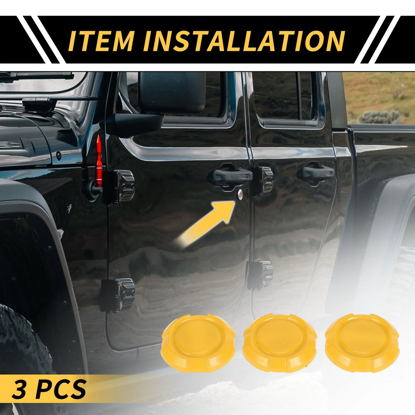 3 x Exterior Door Key Jack Covers for Jeep Wrangler JL JLU Sport (2018-2022)
