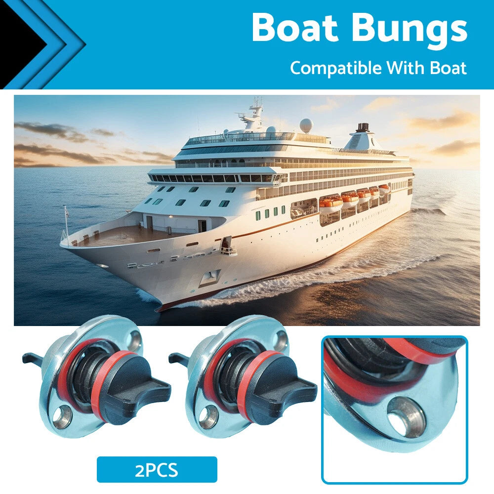 Chrome Boat Bungs with Plastic Coarse Thread Transom Bung