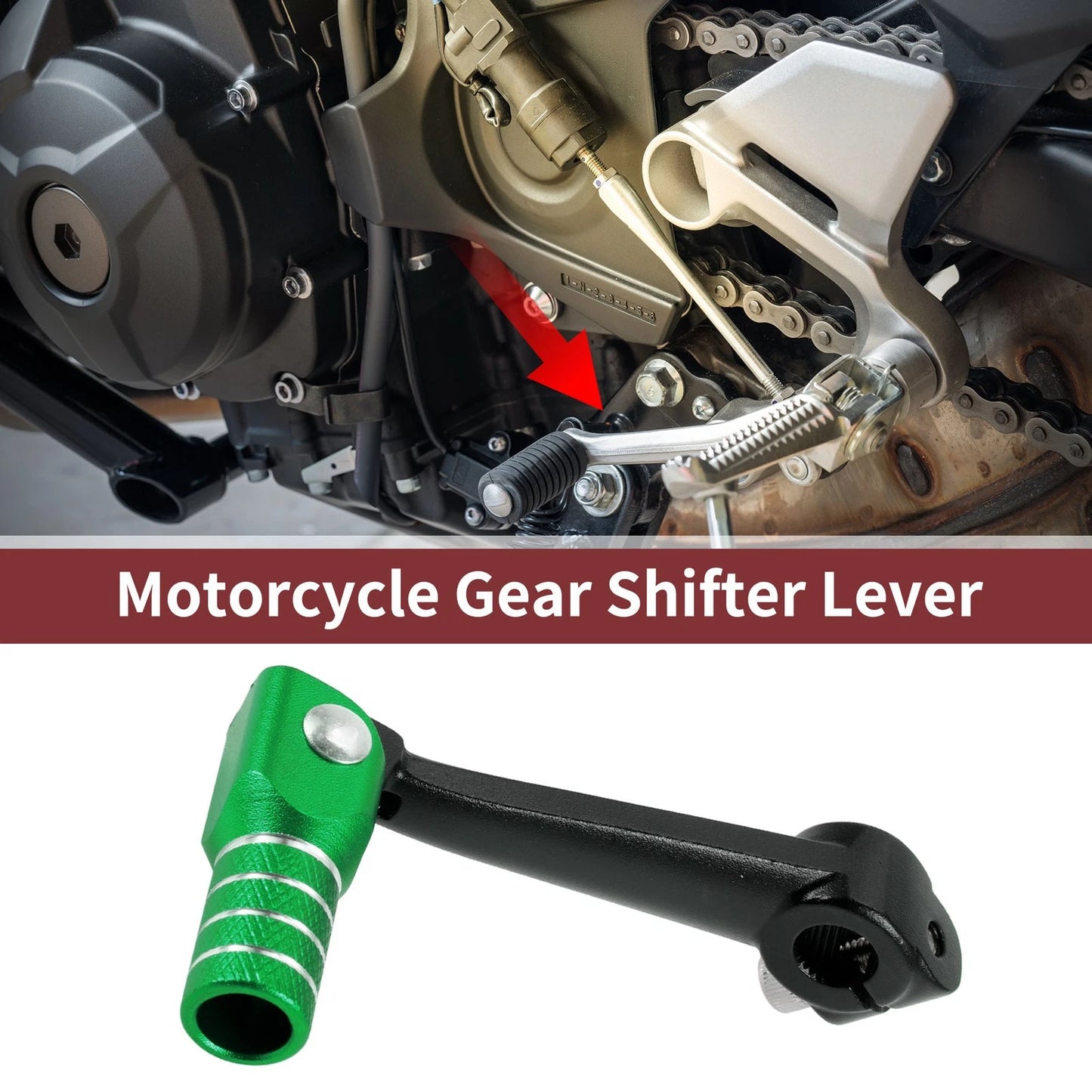 Folding Motorcycle Gear Shifter Lever Black Green Head for Bosuer M5