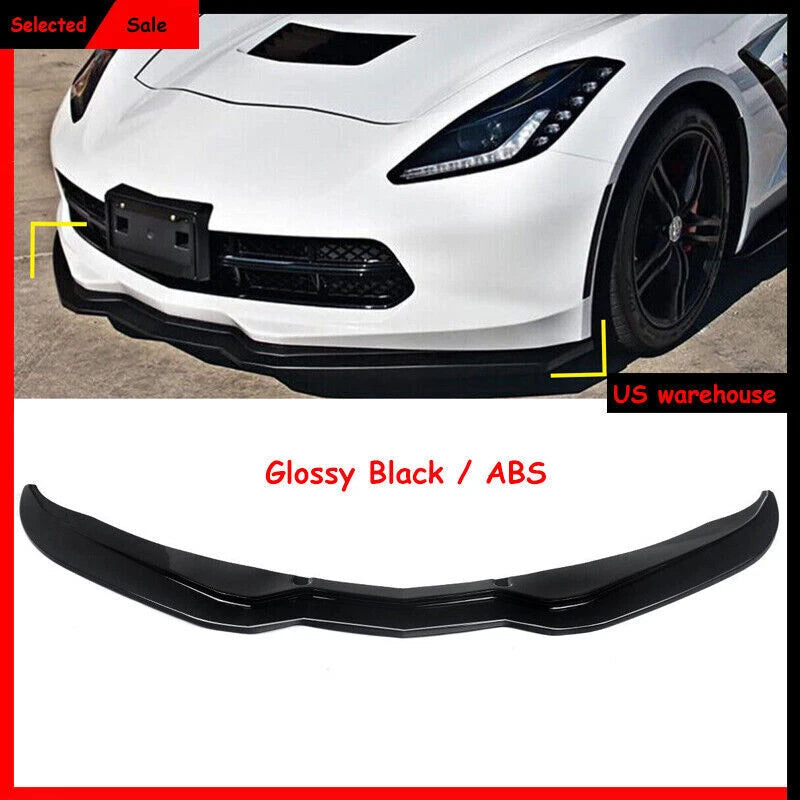 Black Front Bumper Lip Spoiler Splitter for Corvette C7 Z06 & GS (2014-2019)