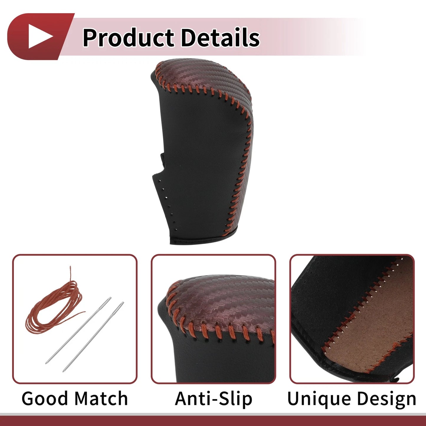 Car Gear Shift Knob Cover for BMW 3 Series E90 (2007-2013) - Brown Faux Leather