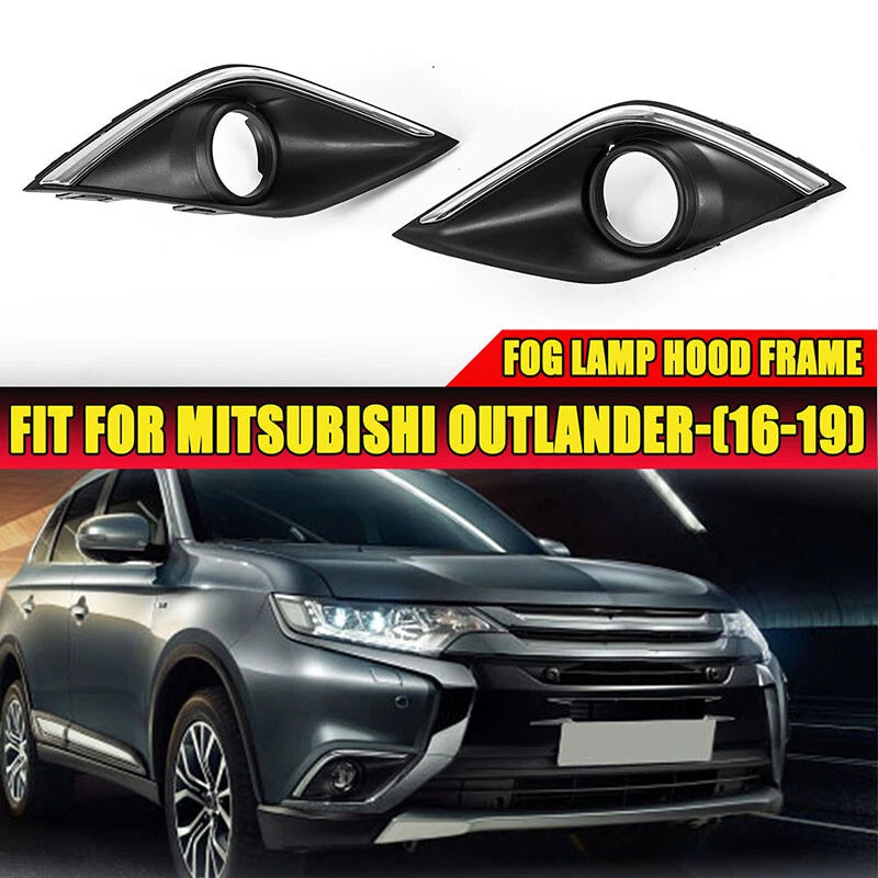 2 x Front Fog Lamp Light Cover Bezel Trim for Mitsubishi Outlander (2016-2019)