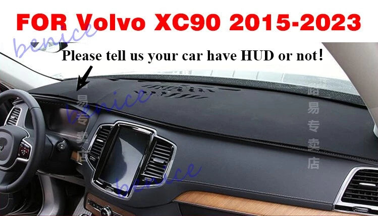 Dashboard Cover / Black Leather / Dash Pad for Volvo XC90 (2015–2023)