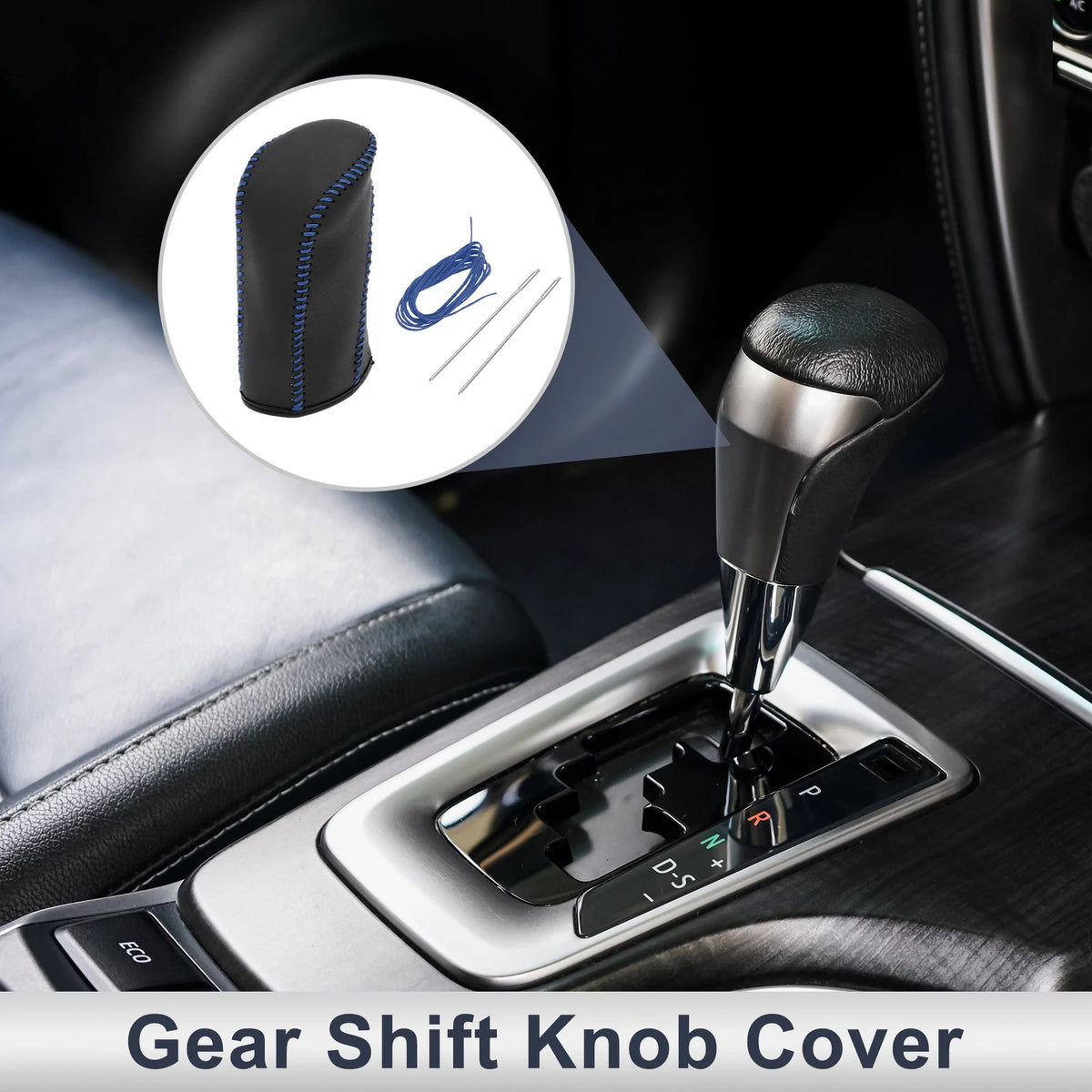 Nissan Tiida Gear Shift Knob Cover 2004-2012 Black Blue Faux Leather