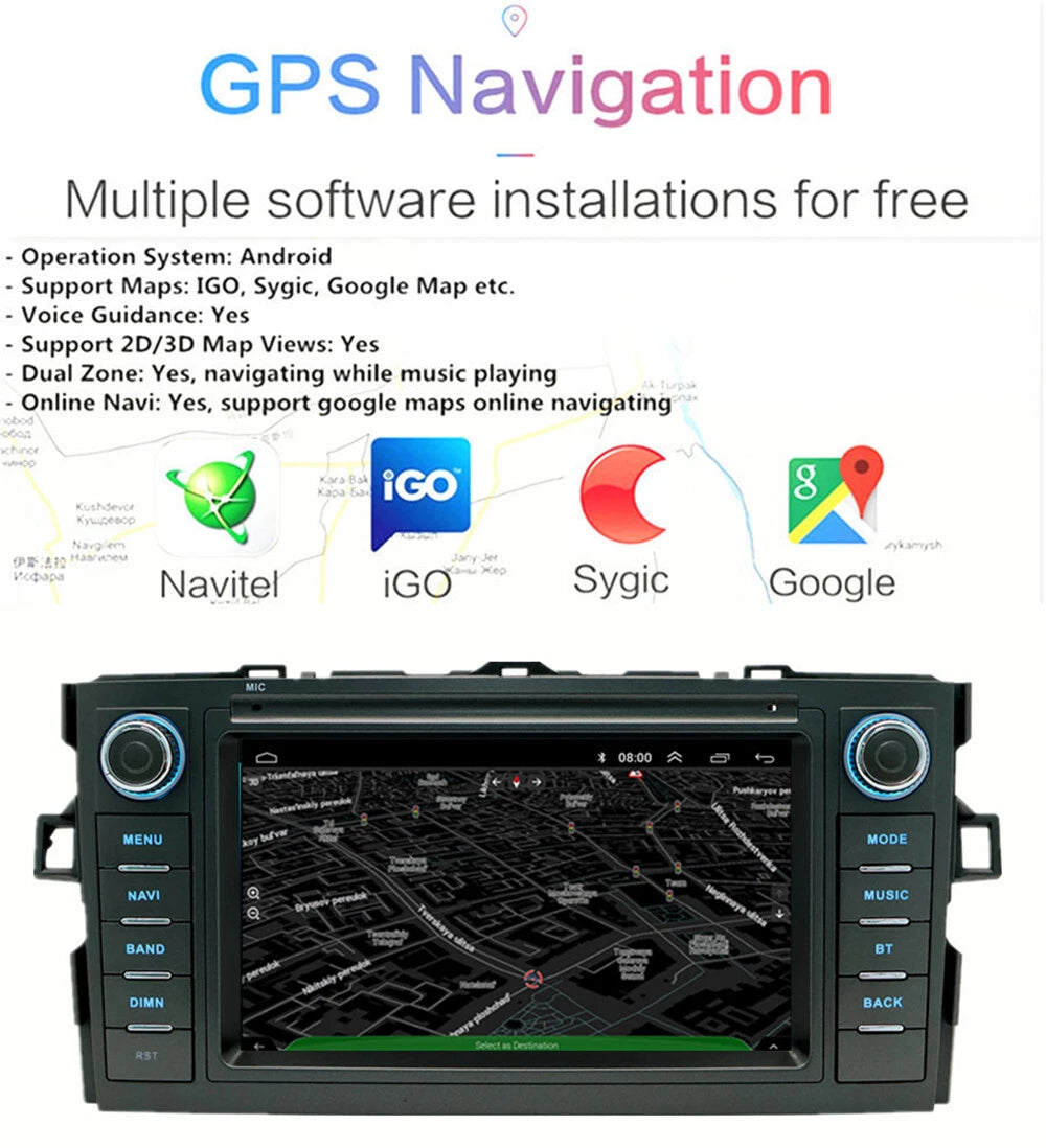 7'' Car Stereo GPS Head Unit for Toyota Auris Corolla (2006-2012)