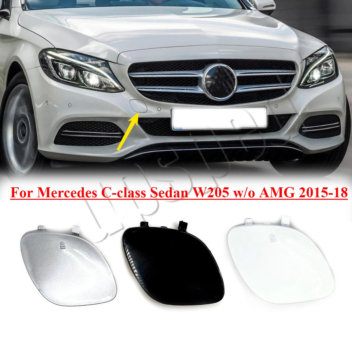 Front Bumper Tow Hook Cover Cap for Mercedes C-Class Sedan W205 (2015–2018)