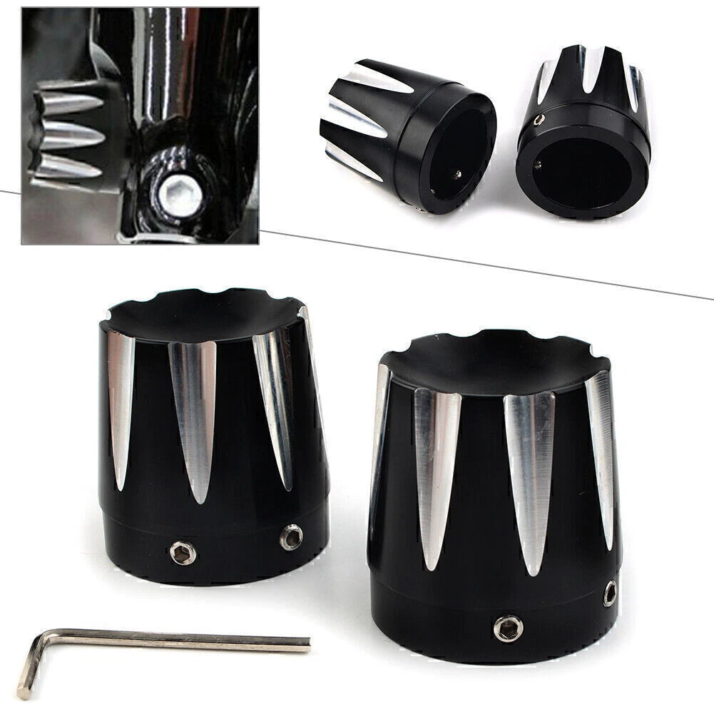 Front Axle Nut Covers for Harley Dyna, Fatboy, Electra, Street Glide, Road King (2006-2023)