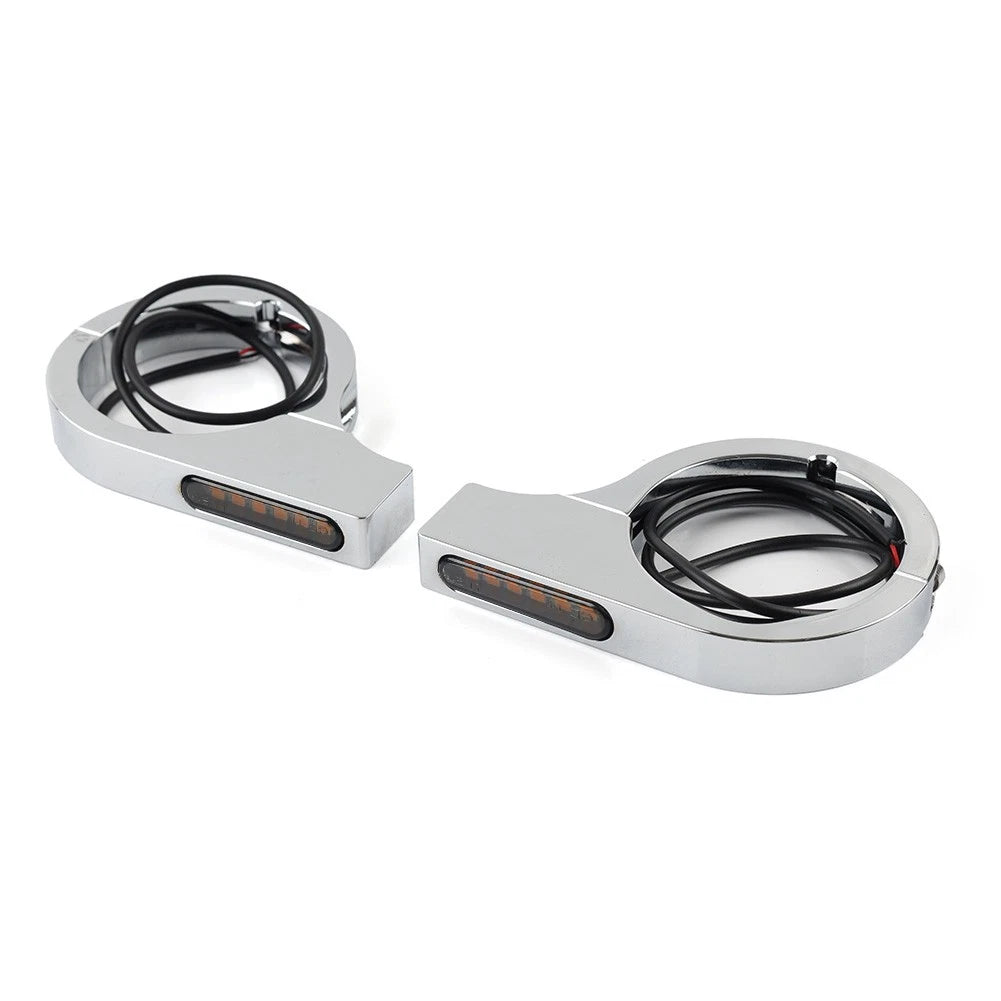 50MM-54MM Amber Fork Turn Signal Lights for Harley Touring Dyna
