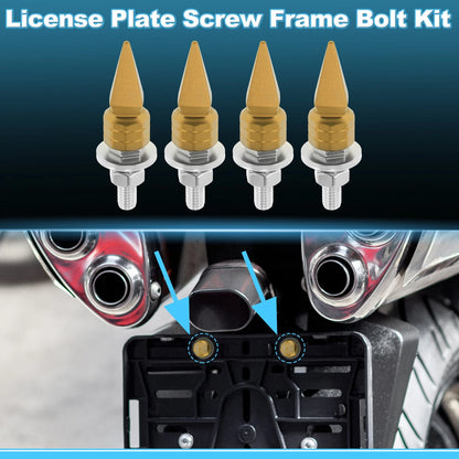 M6 License Plate Screws Cover / 5.4 cm Gold Tone 4 pcs / Universal Motorcycle