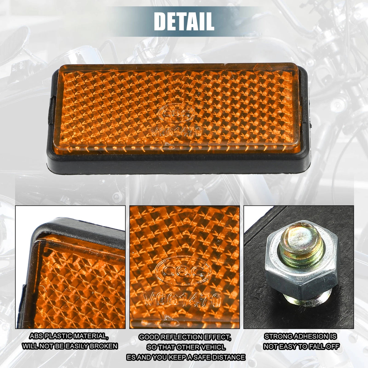 Universal Safety Spoke Reflective with Screw / 56x26mm for Motorcycle Orange