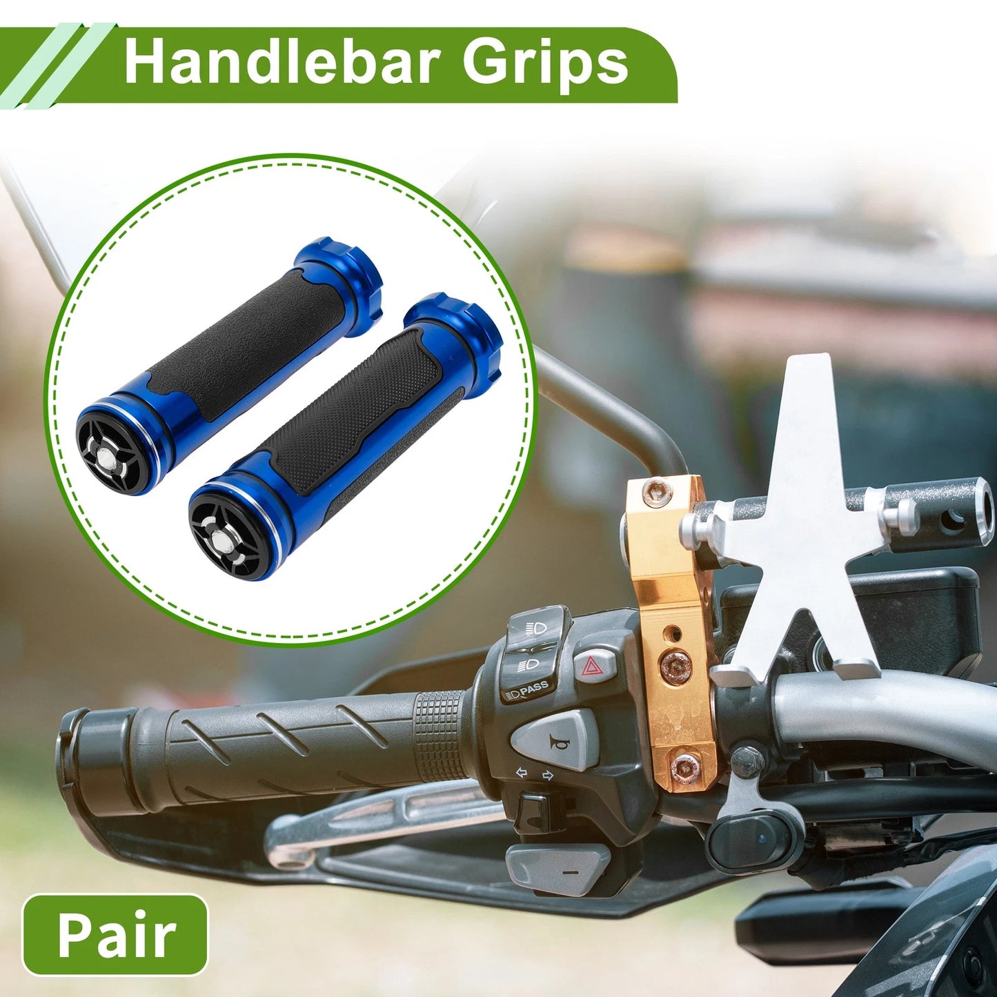 7/8" / 22mm / Hand Grips Cover for Motorcycle Rubber Blue
