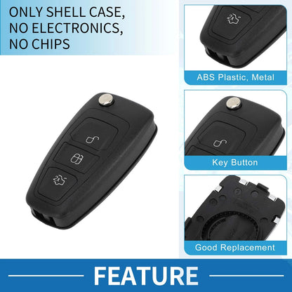 3 x Keyless Entry Remote Key Shell Case for Ford Fiesta Kuga Focus Transit