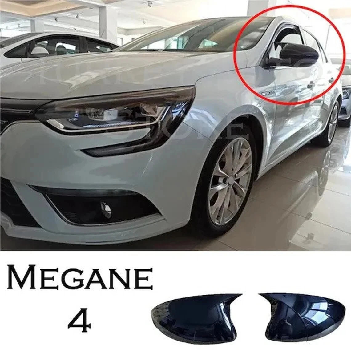 Side View Mirror Covers for Renault Megane Mk4 (2016-2023) 2 Piece Gloss Black
