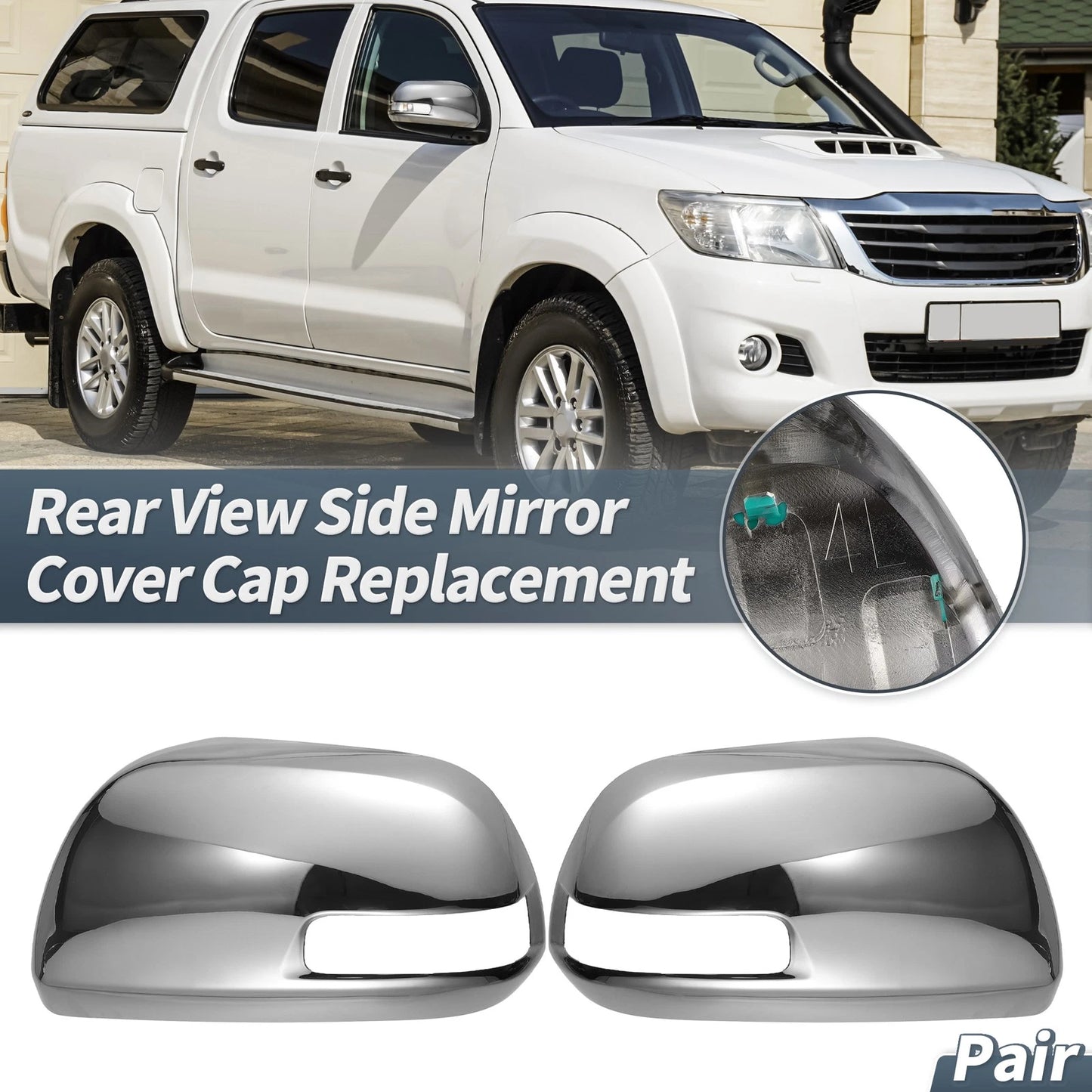 Rearview Mirror Cover Cap Chrome Plated for Toyota Hilux Vigo (2012-2014)