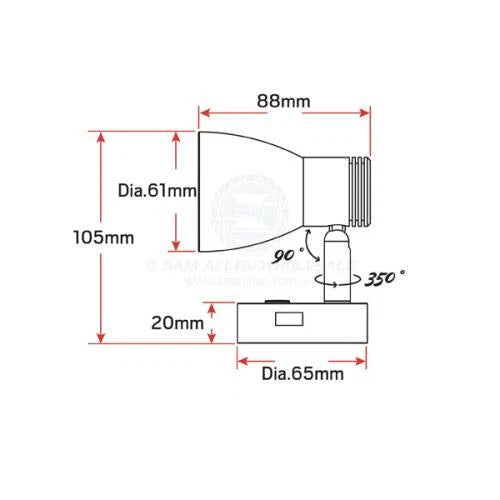 Caravan Boat Bulkhead Light LED with USB Outlet Chrome/White