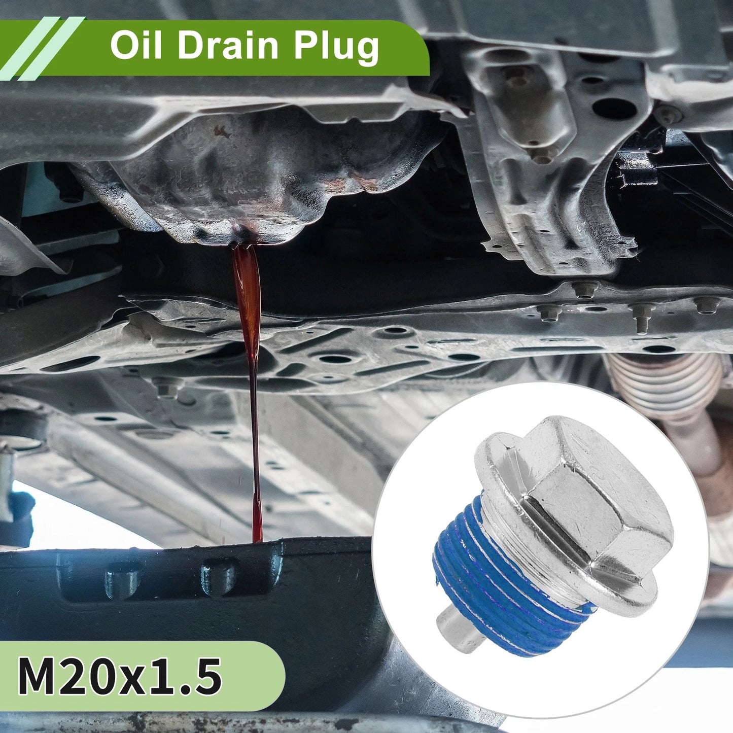 2 x M20x1.5 Copper Oil Drain Plug W/Gasket for Car/Motorcycle Blue