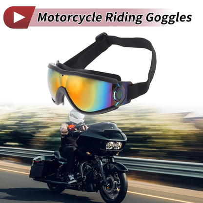 Riding Goggles for Motorcycle Red Lens Black Frame PC PU Sunglasses
