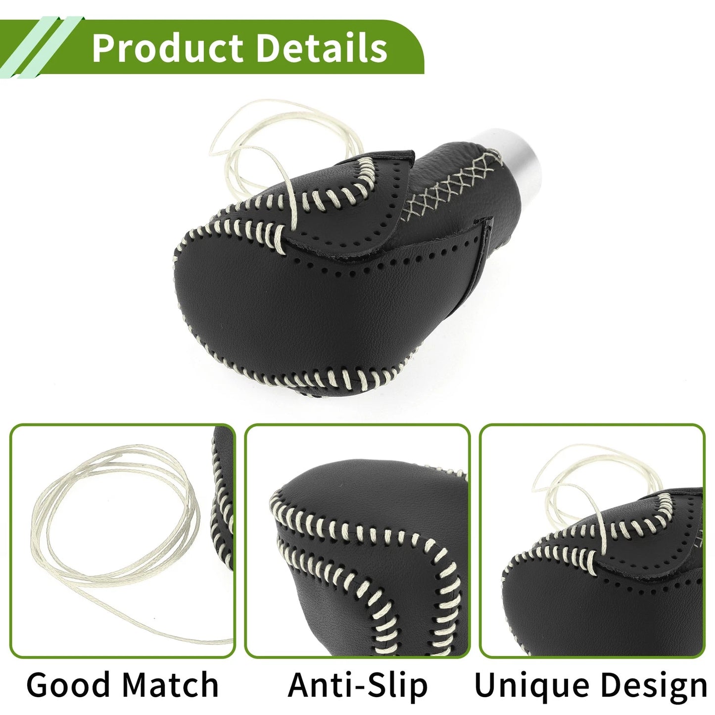 Gear Shift Knob Cover for Toyota CH-R 2018-2022 Black Beige Faux Leather