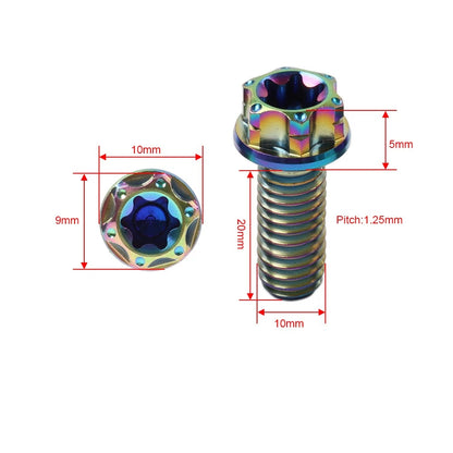 6 x Titanium Torx Head Flange Screws M10x20mm for Motorcycle Bike