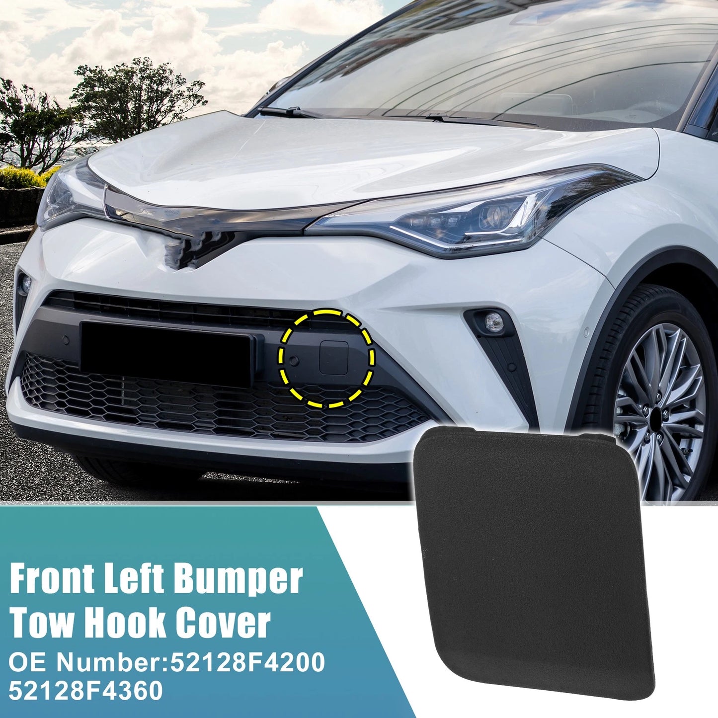 Front Left Bumper Tow Hook Cover for Toyota CHR (2021-2022) Black