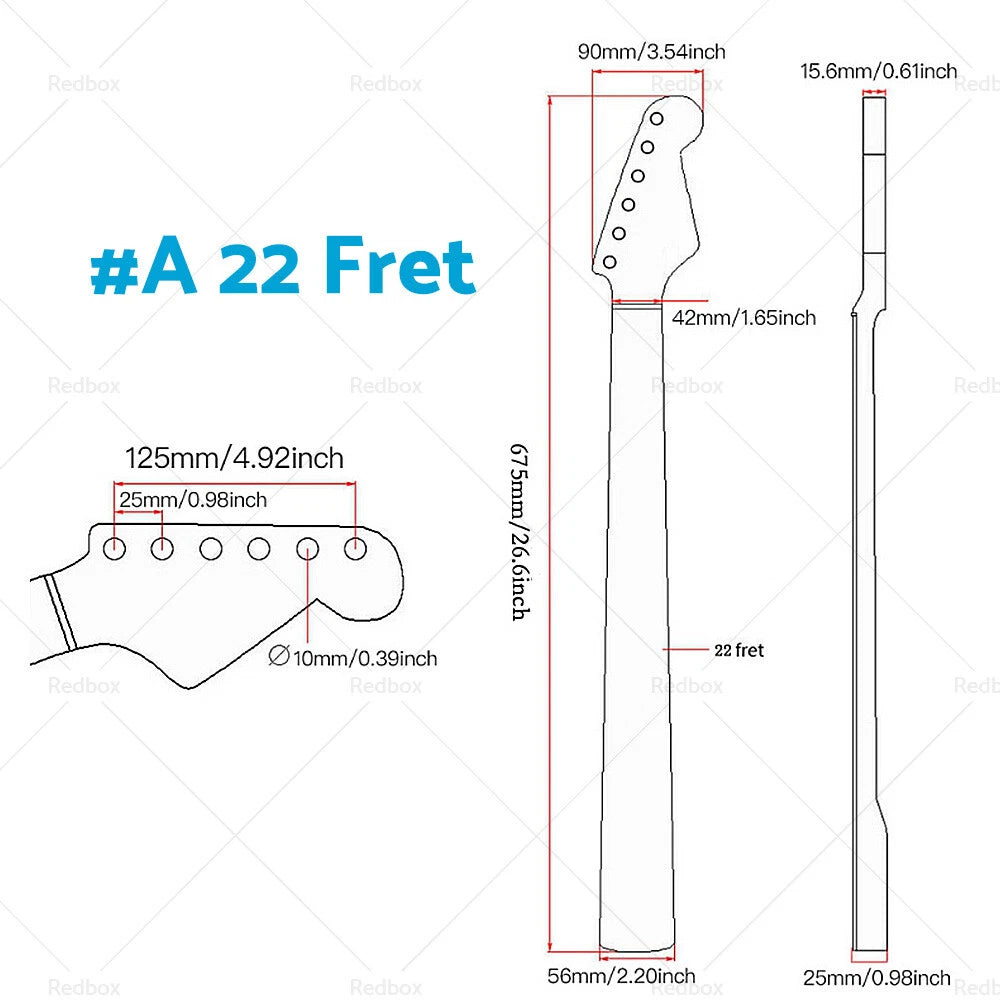 Maple 22 Fret Electric Guitar Neck for ST Electric Guitar