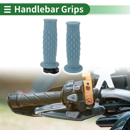 7/8" 22mm Hand Grips TPU Gray Blue Rhombus for Motorcycle