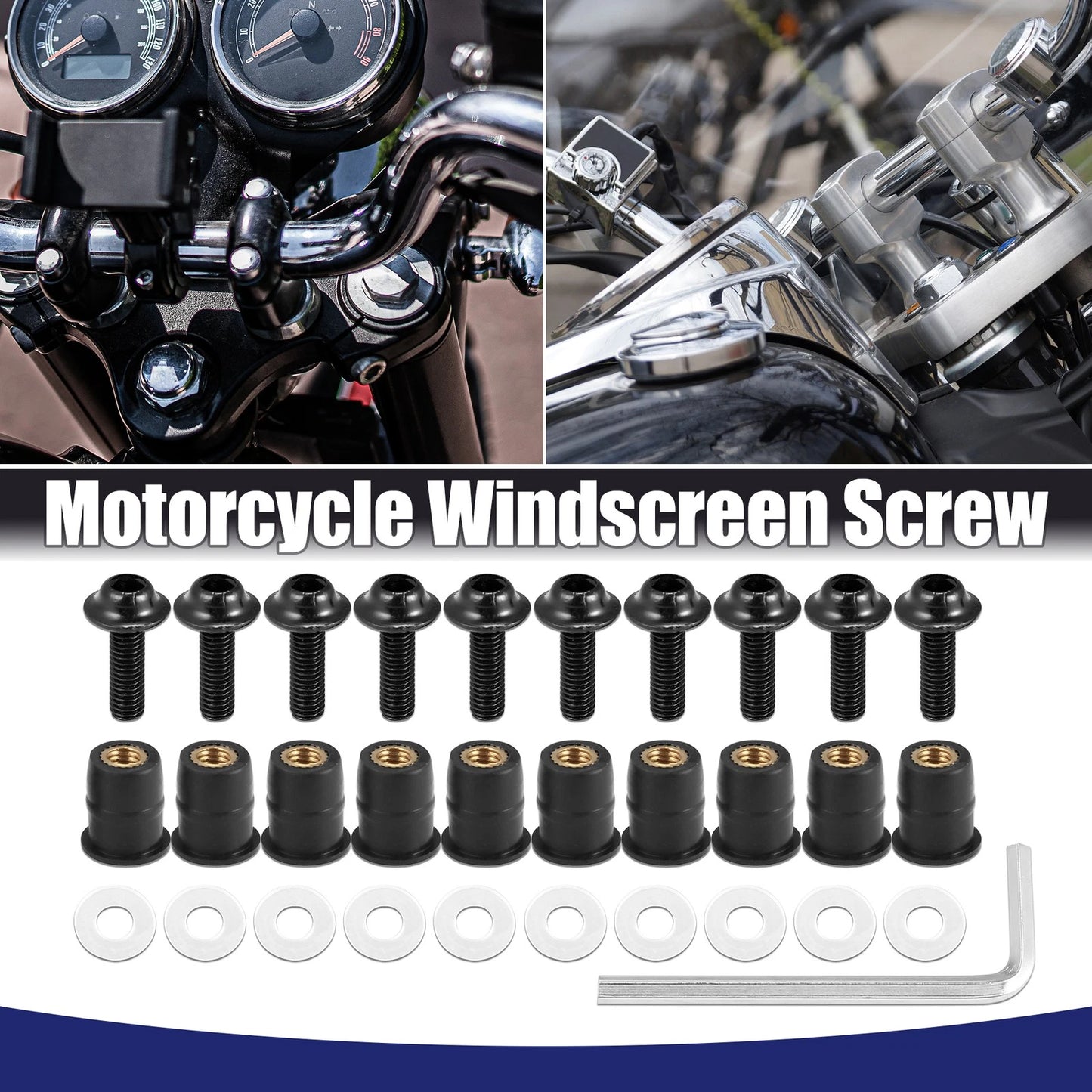 M5 5mm 10 x Motorcycle Windscreen Screws Fairing Windscreen Screw Bolt for Motorcycle